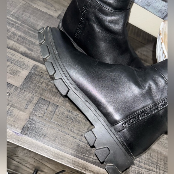 MICHAEL KORS BLACK LEATHER RIDLEY OVER THE KNEE BOOTS SZ 8 - Picture 8 of 15